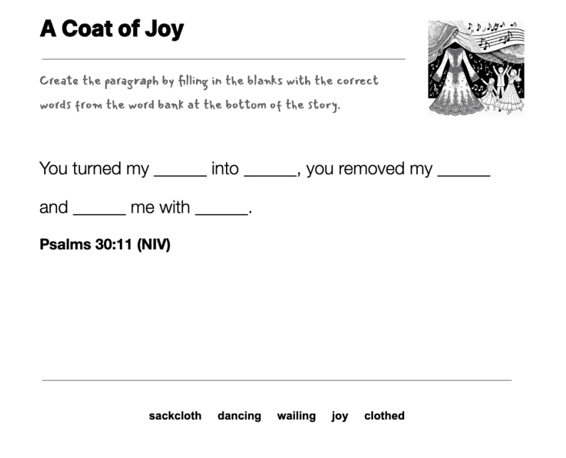 A Coat of Joy fill-in-the-blank